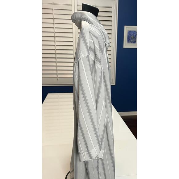 Metafuori New York 3XL Mens Shirt Gray Stripe Button Up Short Sleeve Poly Retro - Picture 6 of 11